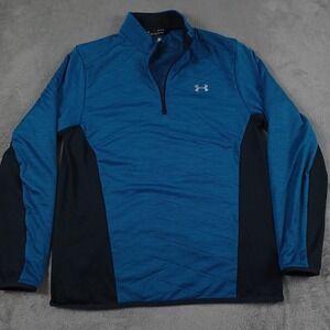 Under Armour Sweater‎ Mens Medium BLue 1/4 Zip Loose Fit Pullover Outdoor